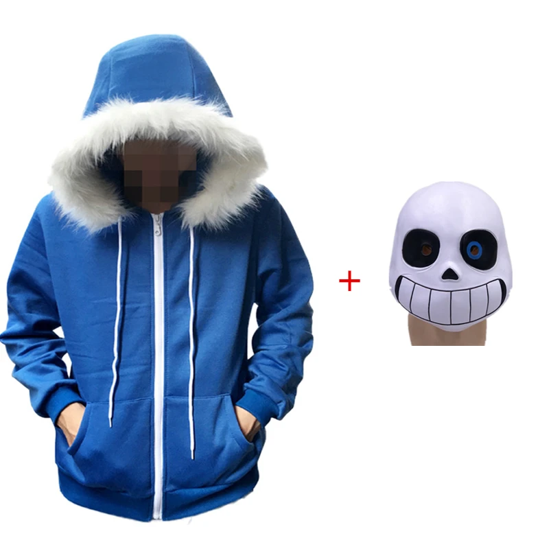 3 Undertale Sans Косплей толстовки латексная маска крутой Костюм Скелета синее пальто Хэллоуин косплей костюм, унисекс куртка головной убор - Цвет: 3