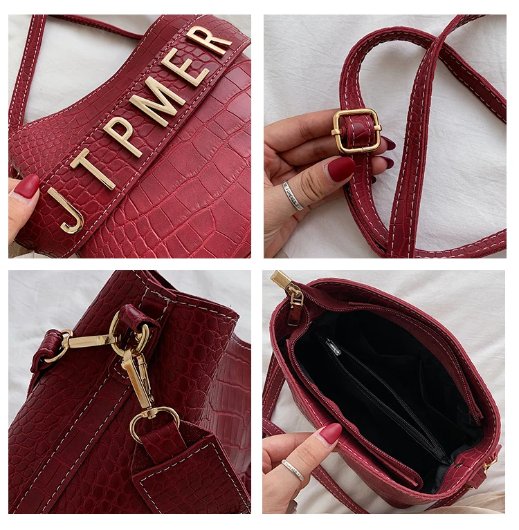 Stone Pattern Leather Crossbody Bags for Women Small Messenger Shoulder Bag Lady Handbag Letter Design Louis Brand Handbags