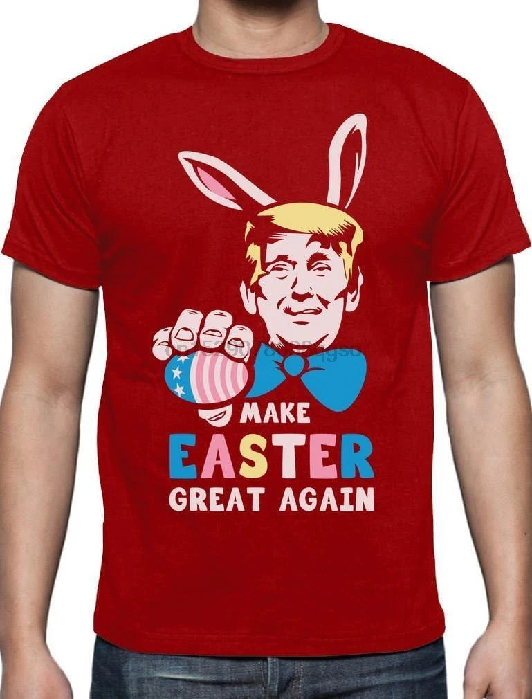 Trump Make Easter Great снова забавная футболка Пасхальный кролик яичный мультфильм
