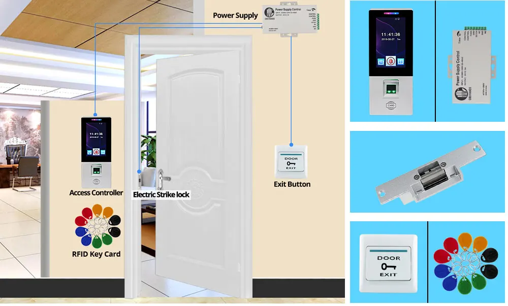 RFID система контроля доступа комплект отпечатков пальцев биометрический Электрический магнитный замок болт ударные дверные замки USB посещаемость времени машина