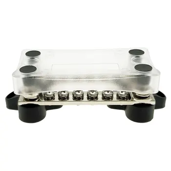 

Iztoss 1x Car Distribution Box Block Dual Bus Bar 100A Electrical Brass Terminal Junction Box With Cover 12 Volt 6 Way Universal