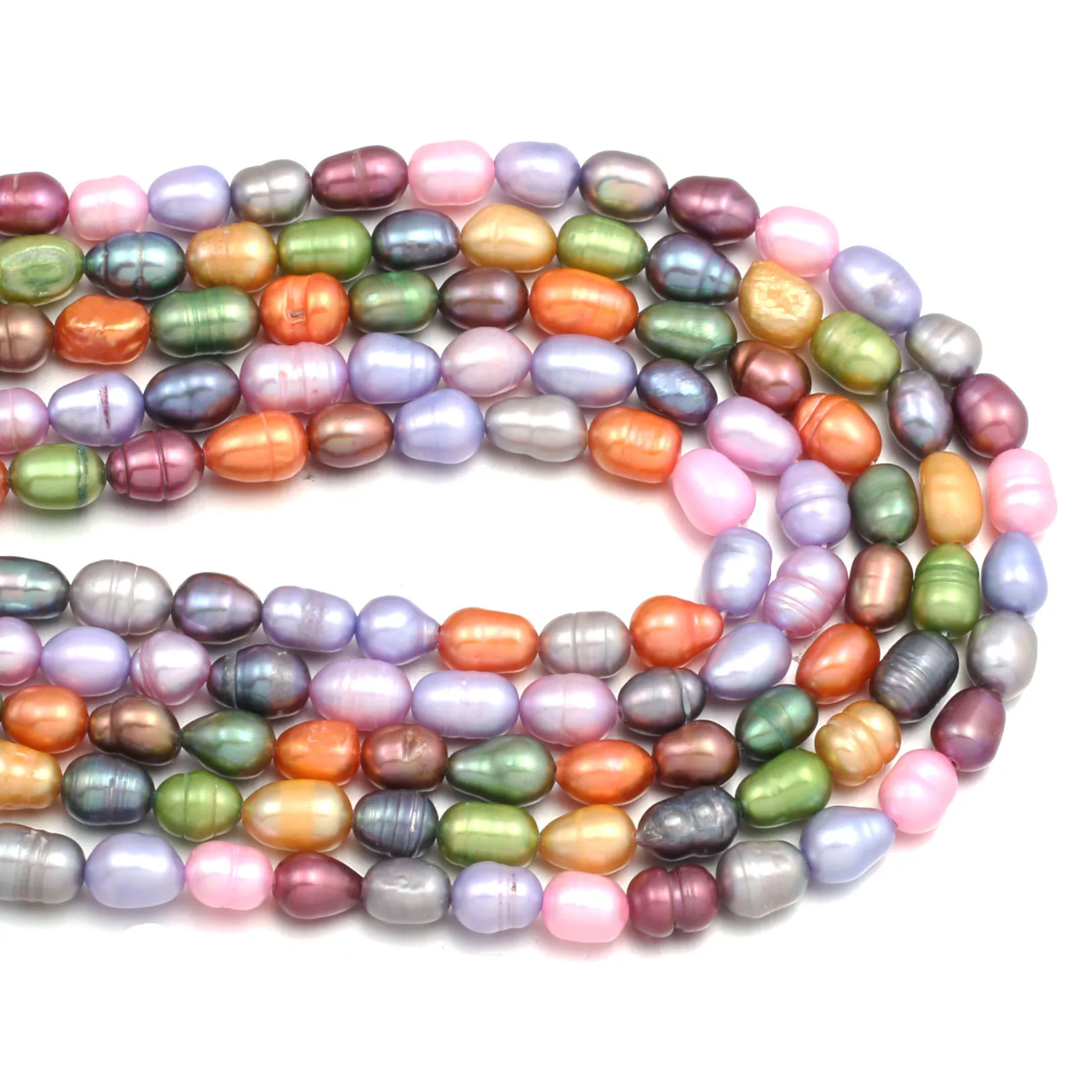 

High Quality Natural Freshwater Pearl 36cm Rice shape Punch Loose Beads for Jewelry Making DIY Necklace Bracelet Accessories