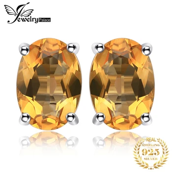 

JewelryPalace 1.4ct Genuine Citrine Stud Earrings 925 Sterling Silver Earrings For Women Korean Earings Fashion Jewelry 2020