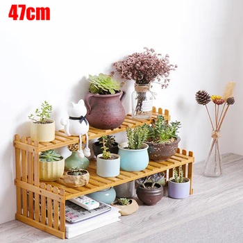 

Natural Bamboo Flower Garden Rack Bamboo Display Stand Plant Shelves Storage Shelf Balcony Garden Home Holder Organizer Desk