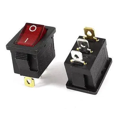 

2 Pcs AC 125V/10A 250V/6A 3Pin SPDT ON-OFF Indicator Rocker Switches