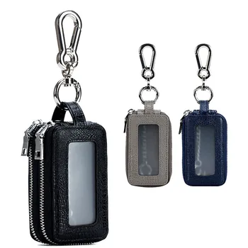 

Leather Crocodile Pattern Key Ring Car Key Double Zipper with Window