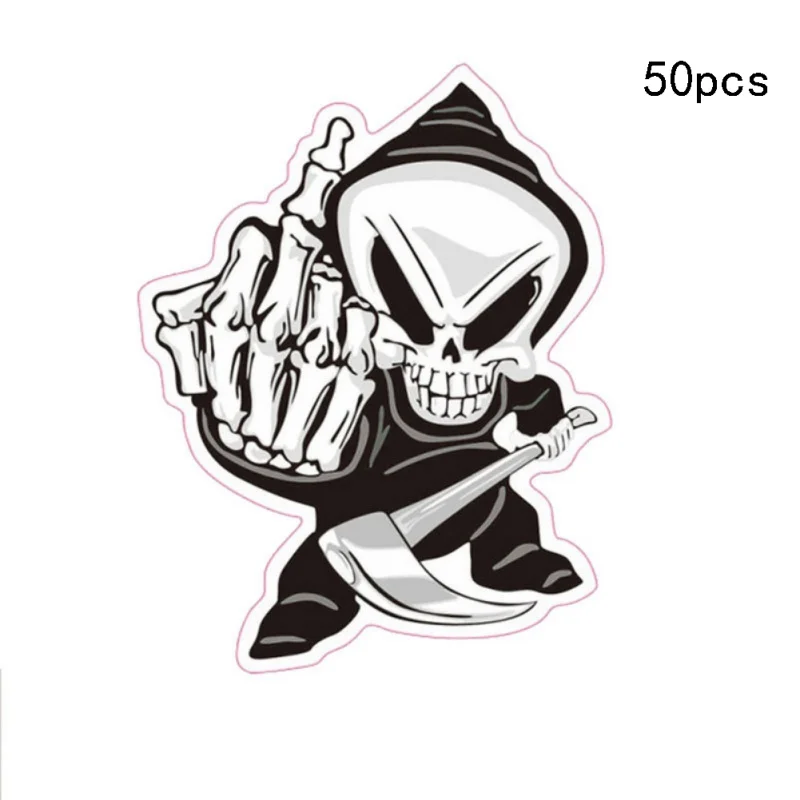 Waterproof Car Stickers Skull Finger Styling Vinyl Decorating Decals Bumper Window decals amp bumper sticker for auto - Название цвета: 50 packs