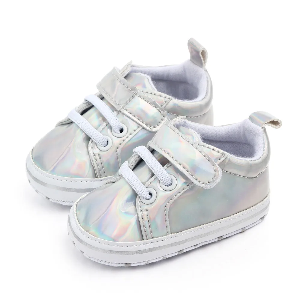 New Arrival Hot-selling Reflective Leather Fashion Baby Shoes Soft-soled Anti-skid Toddler Shoes Baby Shoes in First Walkers