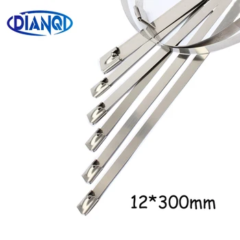 

100pcs 12*300mm 12x300mm 12mmx300mm Latching Self-Locking Stainless Steel Zip Cable Tie Lock Tie Wrap High Quality cable ties