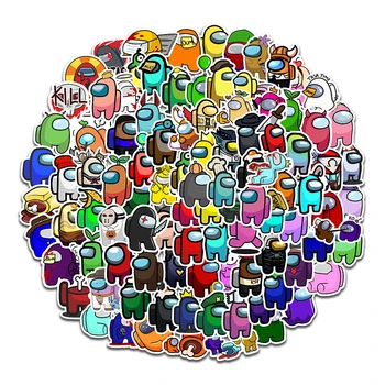 

LinYue 100pcs Hot Game Among Us Sticker Creative Cartoon Games Waterproof Hand Account Diary Planner Kawaii Stationery Stickers