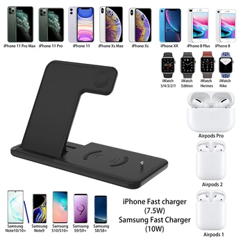 

2020 New 15W 4 in 1 Fast Wireless Charger Charge Dock Dual Mobile Phone Multi-function Holder Suitable for Apple headset Watch