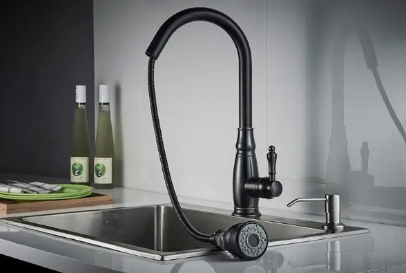 Черный медный кухонный кран для горячей и холодной воды, резервуар для Xiajing smoke jet pool
