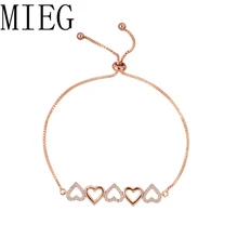 MIEG Регулируемый Женский Шарм CZ браслеты и браслеты модные в форме сердца дизайнерские циркониевые браслеты для девочки подарок