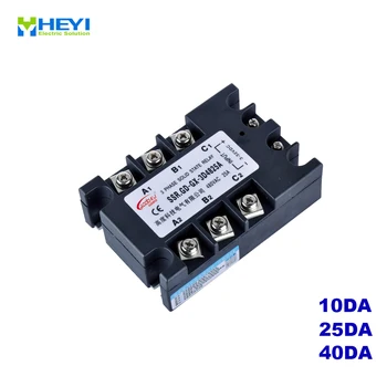

3-phase 10A 25A 40A DA three-phase SSR DC control AC solid state relay SSR 3-32V DC to 24-480V AC