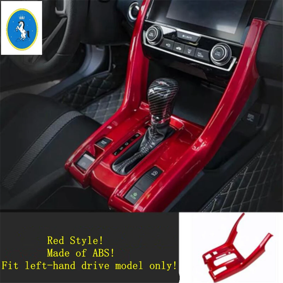 Yimaautotrims Auto Accessory Center Gear Shift Box Decoration Cover Trim Fit For Honda Civic- Red Carbon Fiber ABS