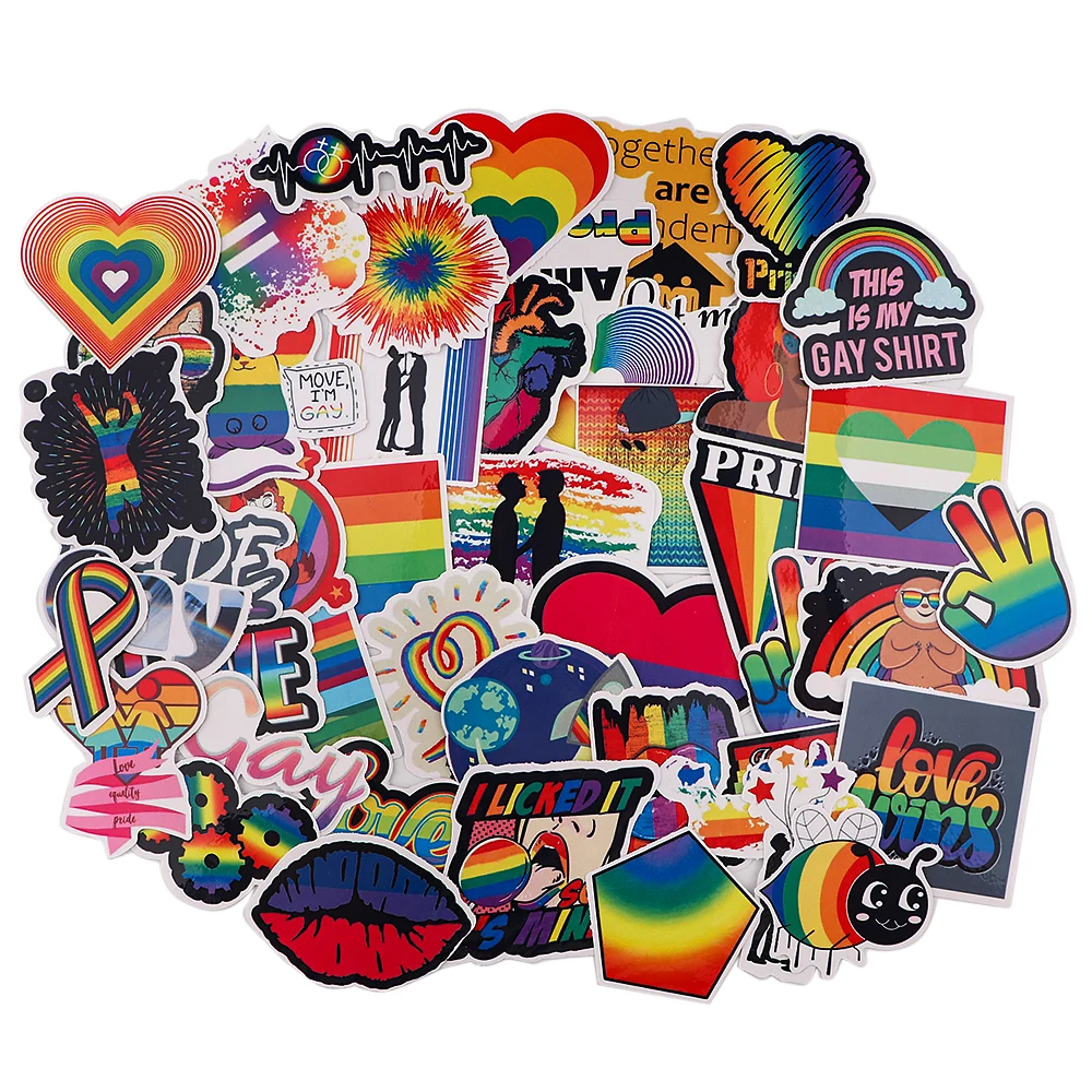 ER1193 48pcs/set Rainbow Gay Love Scrapbooking Fashion Stickers Decal For Guitar Laptop Luggage Car Fridge Graffiti Sticker | Канцтовары