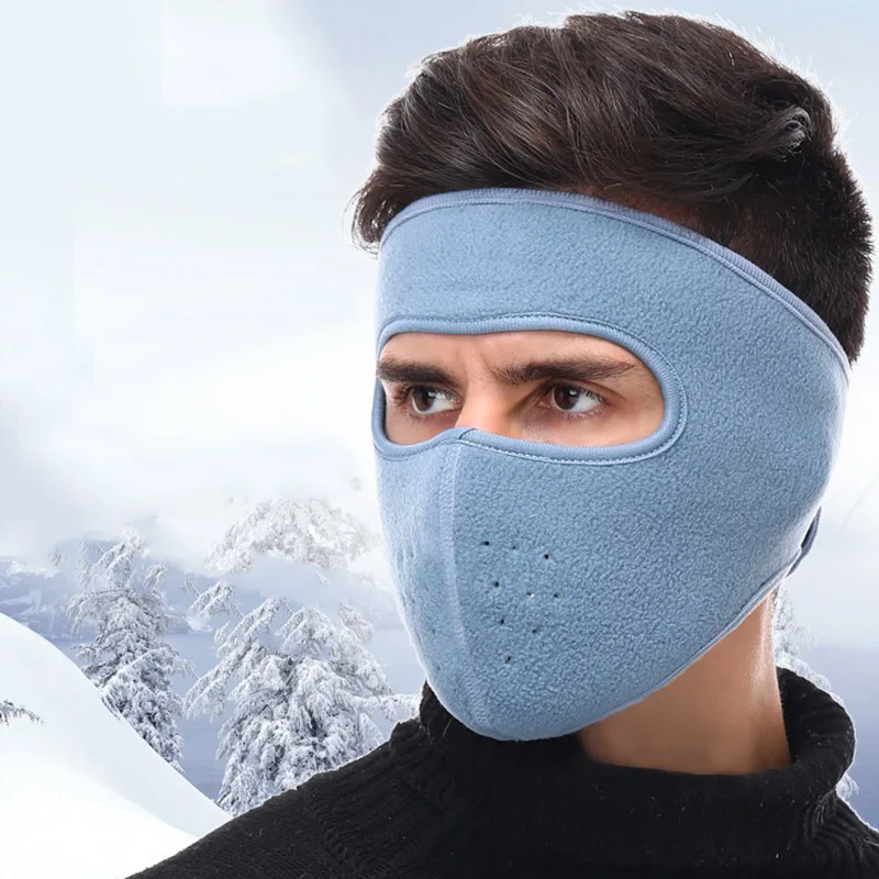 Men Women Winter Warm Full Face Mask Outdoor Riding Ski Dustproof Breathable Double-sided fleece sweat-absorbent Mask