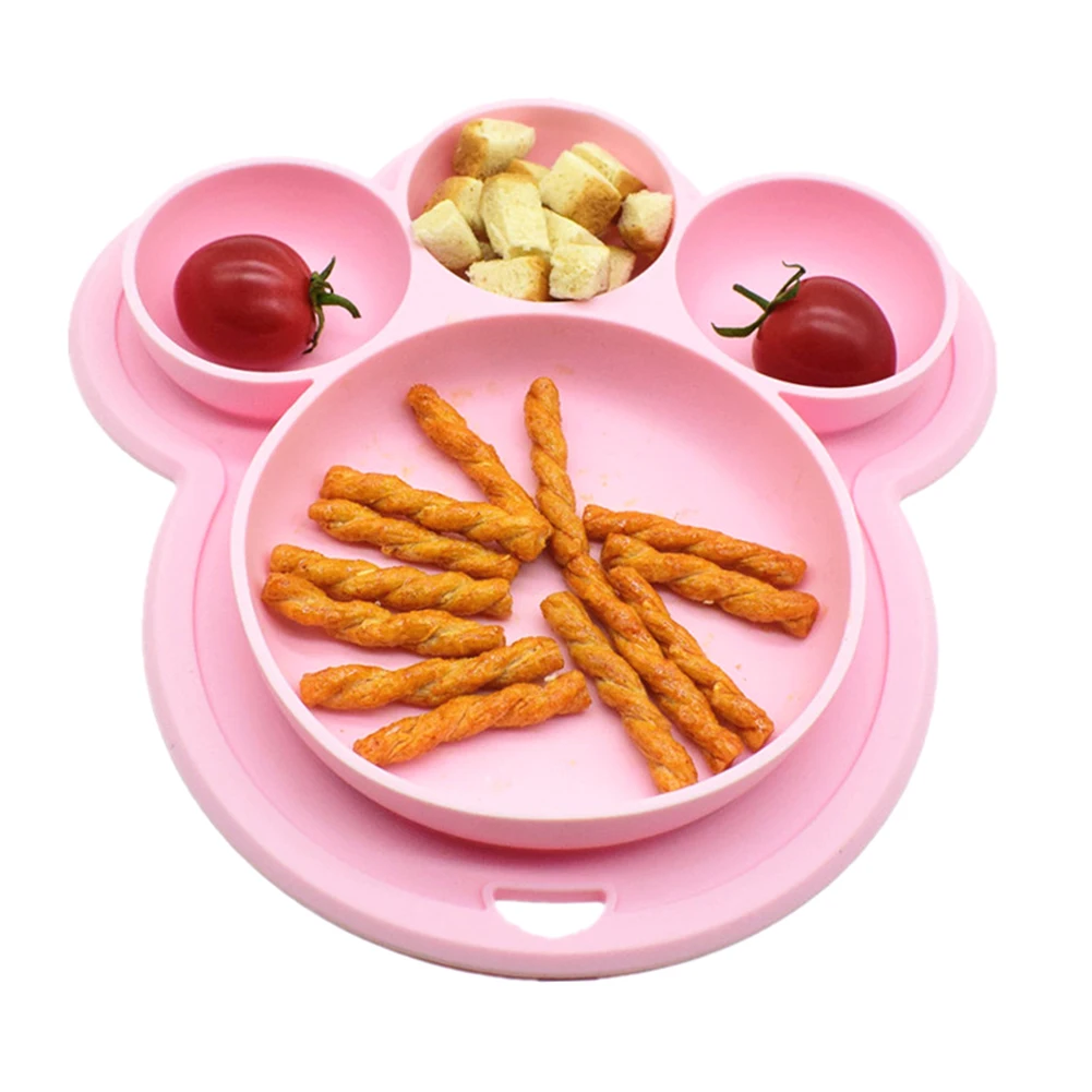 Детский силиконовый медведь лапа тарелка миска для питомца посуда с подвесным отверстием XHC88