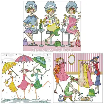 

Threesome patterns Counted Cross Stitch 11CT 14CT 18CT DIY Counted Cross Stitch Kits Embroidery Needlework Sets