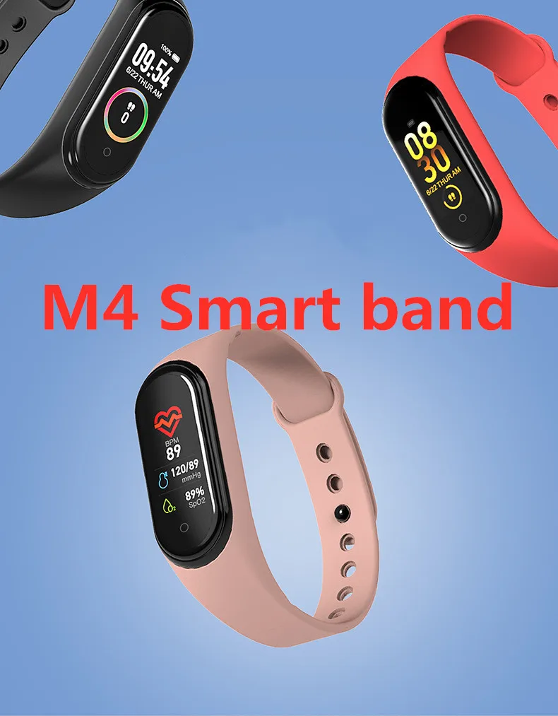 

M4 Fitness Tracker M4 Waterproof IP67 Blood Pressure Smart Bracelet Bluetooth Call Reminder Sport Wristband for iOS Android