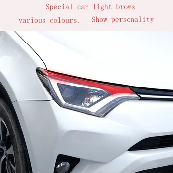 

2pcs headlight brow stickers carbon fiber Refit Decoration Accessories Exterior car stickers for Toyota RAV4 2016-2019