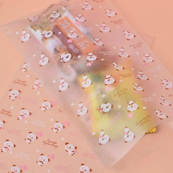 

100pcs/pack 12x20.5cm Bear Scrub Bag Chocolate Cookie Toast Macaron Candy Bag Household Kitchen Baking Food Packaging Bag