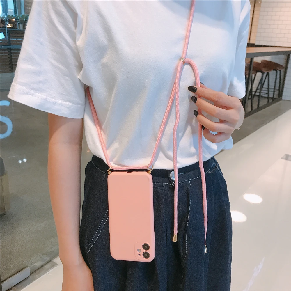 mobile phone pouch for ladies Crossbody Necklace Lanyard Phone Case For OnePlus 10 Pro 9RT 9R 9 Nord 8T 8 7 7T Original Liquid Silicone Cord Strap Candy Cover waterproof phone pouch