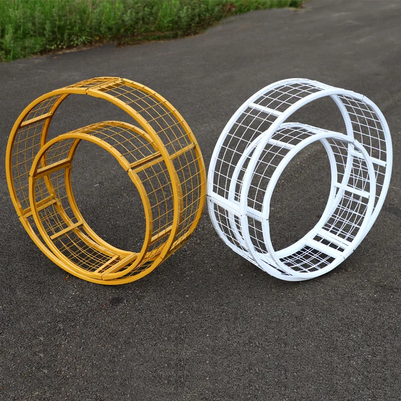 

Circle Wedding Arch Background Wrought Iron Shelf Decorative Props DIY Round Party Background Shelf Flower with Framer