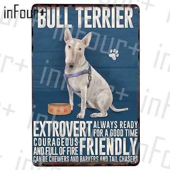 

Bull Terrier Dog Pet Plate Tin Sign Plaque Metal Vintage Decor Metal Sign Metal Poster Home Bar Pub Decoration Vintage Poster