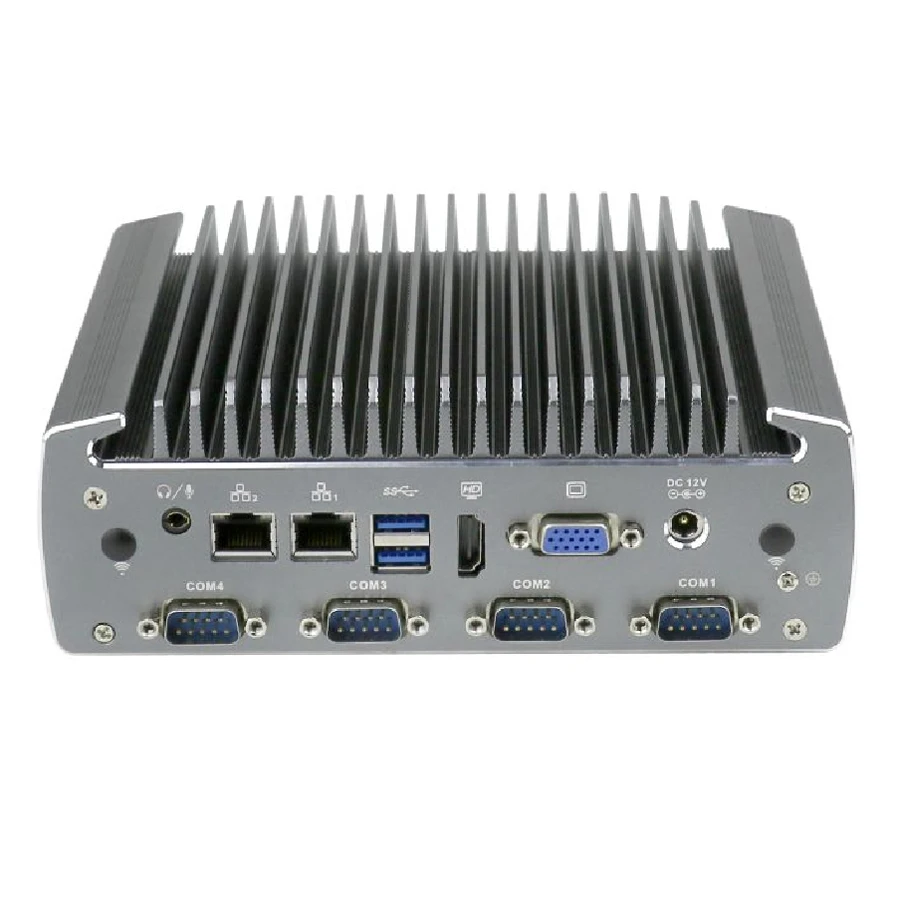Новейший безвентиляторный мини-ПК с 6* COM RS232 HDMI VGA 2* USB3.0 Intel Двухъядерный i7 6500U i5 6200U Celern 3855U мини-компьютер HTPC