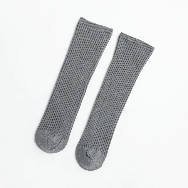 Baby Girls Knee High Socks Long Kids Soft Cotton Lace Stuff Princess Children Sock Ruffle 0-8 Years Leg Warmers Cute Girl Socks Dark Grey