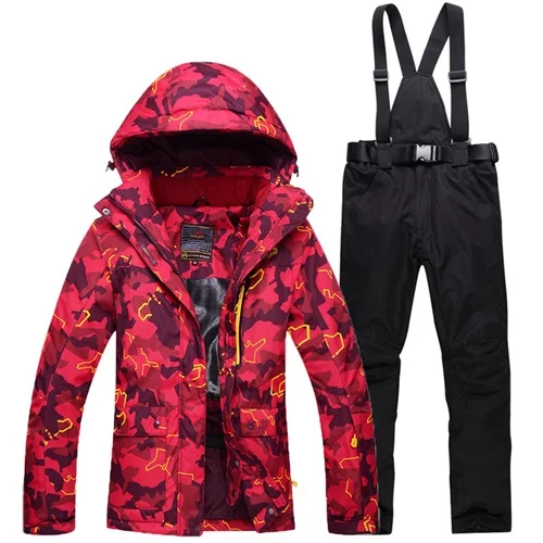 Jacket Pant BK Женский горнолыжный костюм, куртка, для улицы, водонепроницаемый, ветрозащитный, зимний костюм, зимняя куртка для сноуборда, цветная, теплая, лыжная одежда - Цвет: Jacket Pant BK