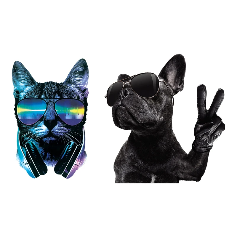 NEW Cool Animal Thermal Patches For Clothing Diy Decoration Iron Applique Sunglasses Dog Figure Patches Heat Transfer Stickers