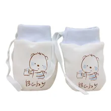 1 пара очаровательные детские варежки анти-царапки мягкая новорожденная варежки на веревке