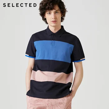 

SELECTED Men's 100% Cotton Striped Turn-down Collar Poloshirt S|419206542
