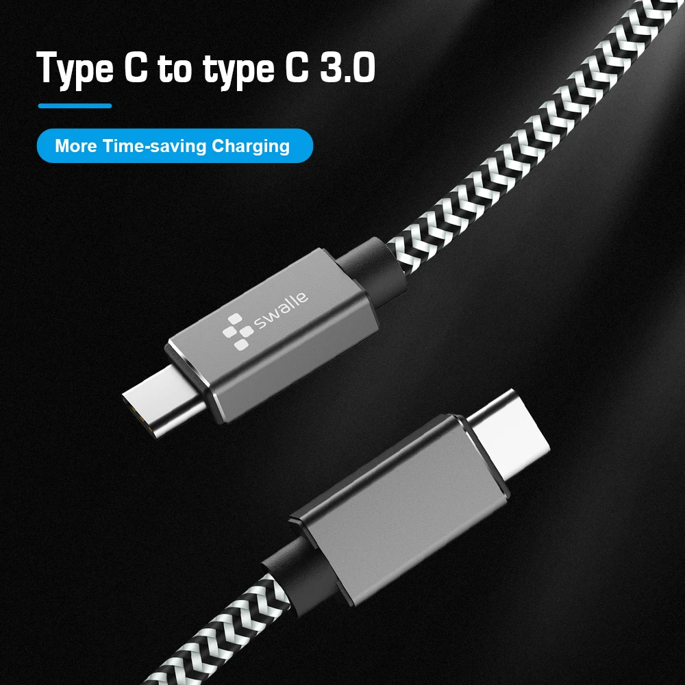 Swalle 3,0 type C к USB C кабель для samsung S9 S8 Note 9 8 PD 60W быстрая зарядка 4,0 USB-C кабель для быстрой зарядки для MacBook Pro