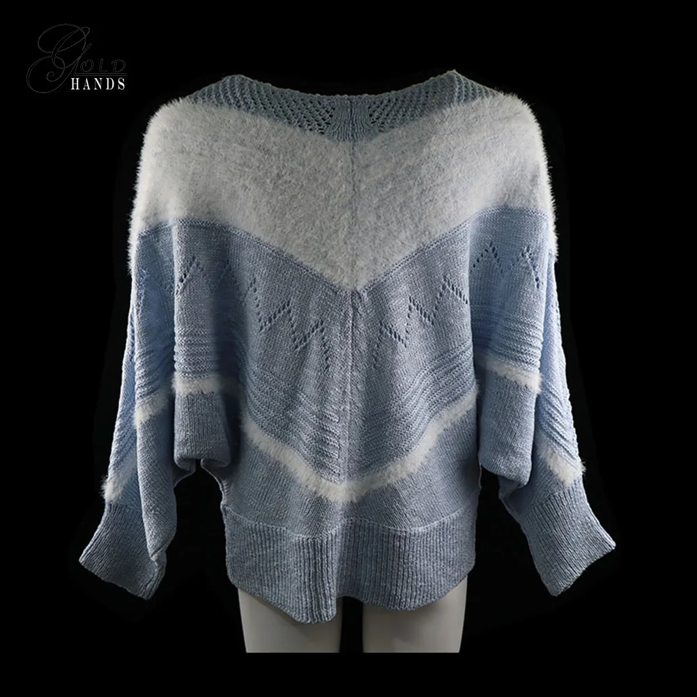 Новинка, женский свитер с длинным рукавом и круглым вырезом, симметричный v-образный вырез, теплый зимний свободный свитер, пуловер, джемпер, топы