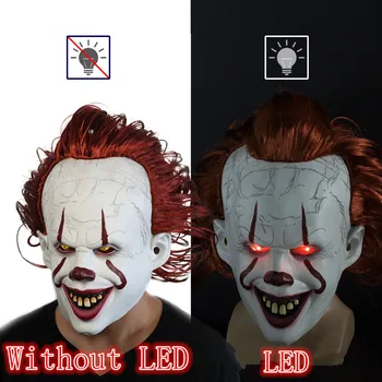 

Hot Movie Stephen King's It 2 Joker Pennywise Mask Full Face Horror Clown Latex Mask Halloween Party LED Mask Cosplay Props