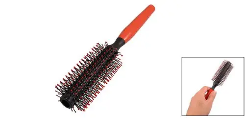 SODIAL(R) Red Plastic Handle Curly Hair Styling Round Bristles Brush Comb