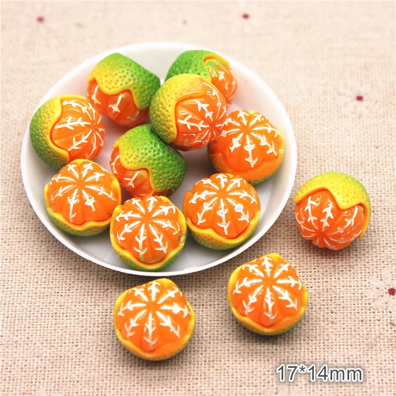 10Pcs Cute Resin Fruit Orange Simulate Miniature Food Flatback Cabochons DIY Jewelry Craft Phone Decoration Accessories