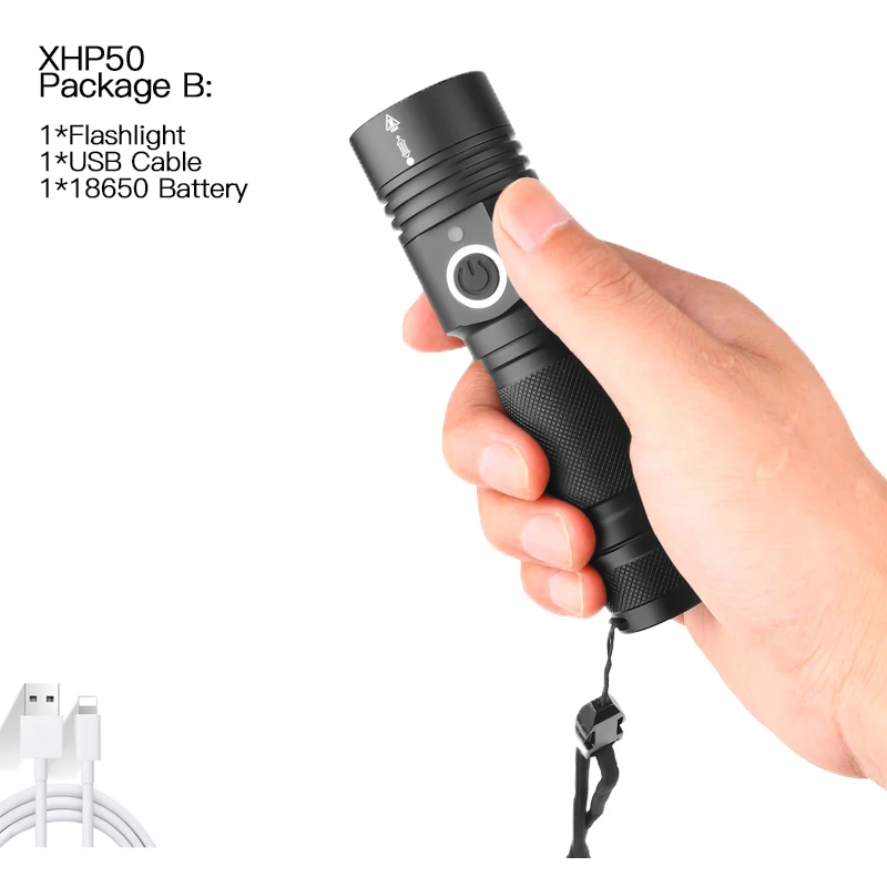 A 70000LM мощный светодиодный фонарик XHP50 фонарик USB зарядка светодиодный фонарь с зумом lanter 1*18650 батарея для кемпинга Велоспорт лампа - Испускаемый цвет: A