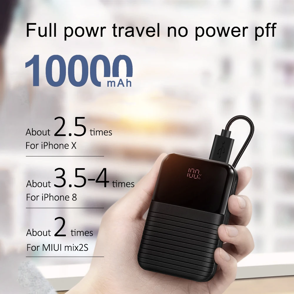 A.S Portable Chargers 10000mAh External Battery Pack Dual USB Output External Phone Charger Battery Bank Power Bank for iPhone X