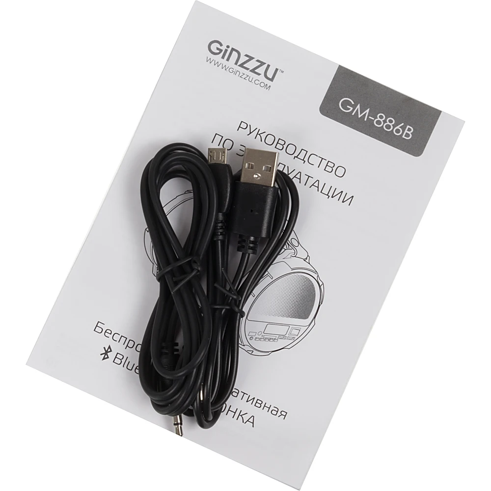 Колонка порт. Ginzzu GM-886B черный 18W 2.0 BT/3.5Jack/USB 3000mAh
