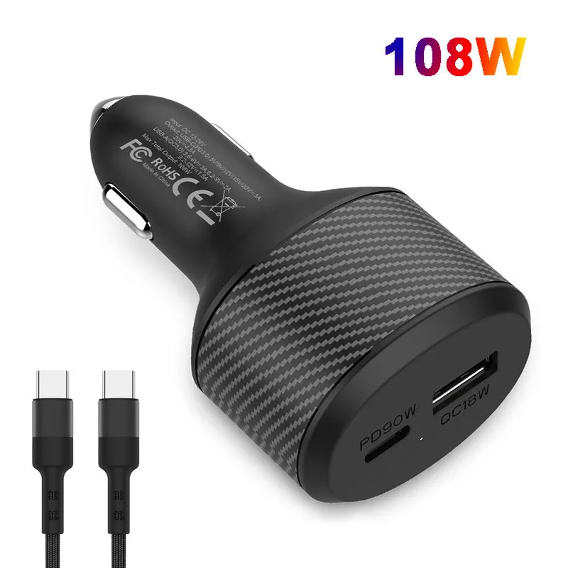 108 Вт USB PD QC3.0 автомобильный адаптер для быстрой зарядки MacBook Air iPhone 13 Pro Max 12 SAMSUNG XIAOMI