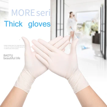 

100pcs Disposable Latex Gloves White Non-Slip Acid and Alkali Laboratory Rubber Latex Gloves Household Cleaning Products S/M/L