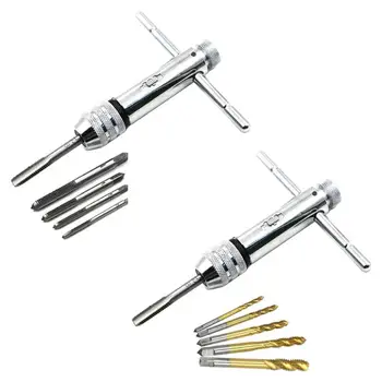 

M3-M8 M5-M12 Set Drill Wrench Fine Workmanship No Burr Titanium Surface High Speed Steel Hand Tap Spiral Thread Tap Dies