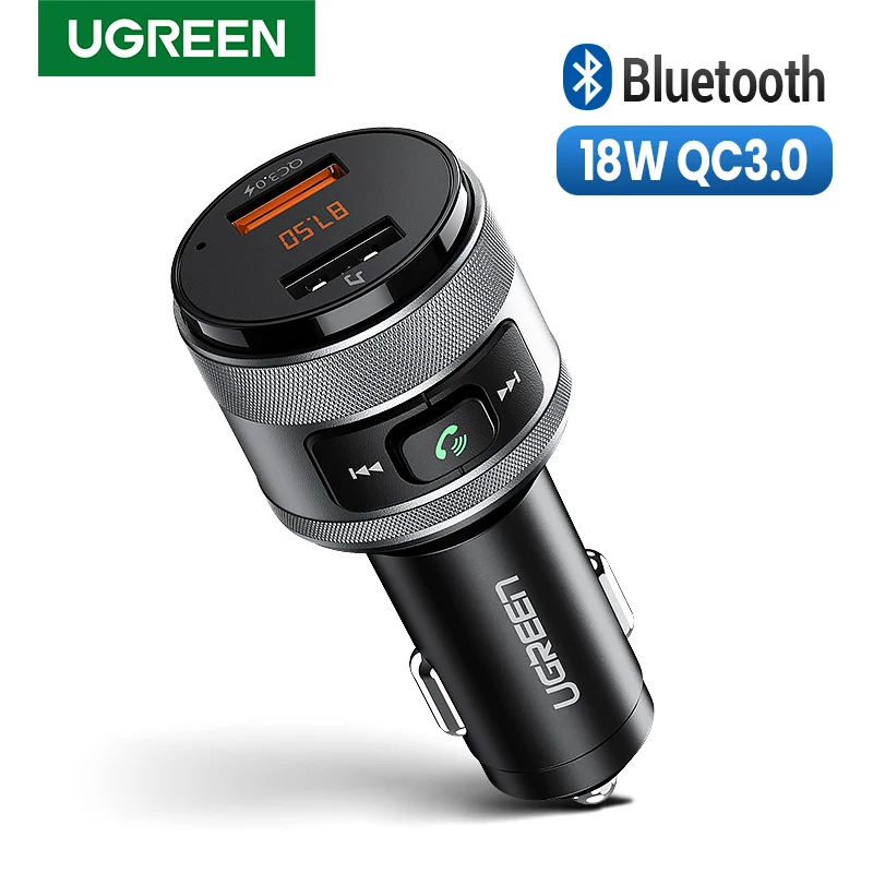 Ugreen USB Car Charger FM Transmitter QC 3.0 Car Charging Fast Charger QC3.0 Charger for Xiaomi Samsung iPhone Quick 3.0 Charge