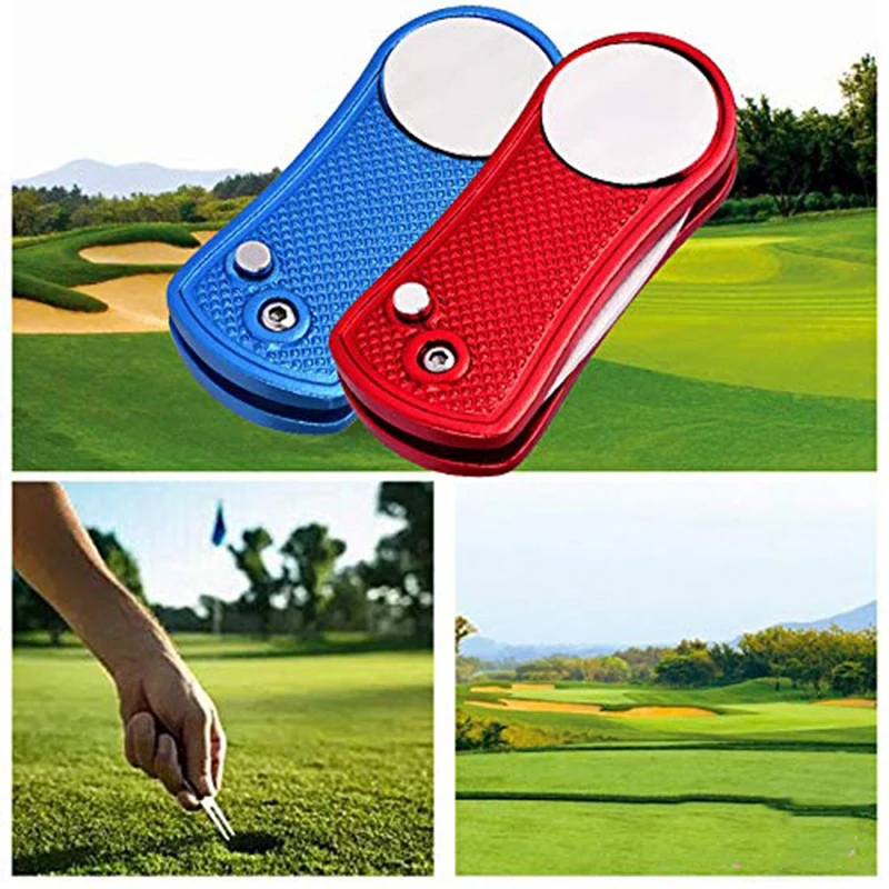 Golf Divot инструмент для ремонта Switchblade и съемный шариковый маркер значение 2 Упаковка прочный складной из нержавеющей стали с кнопкой Магнитный