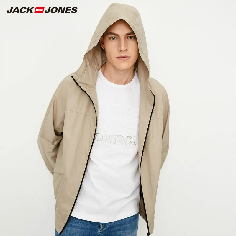 Мужская куртка с капюшоном на молнии из 100% хлопка JackJones 218321507|Куртки| |