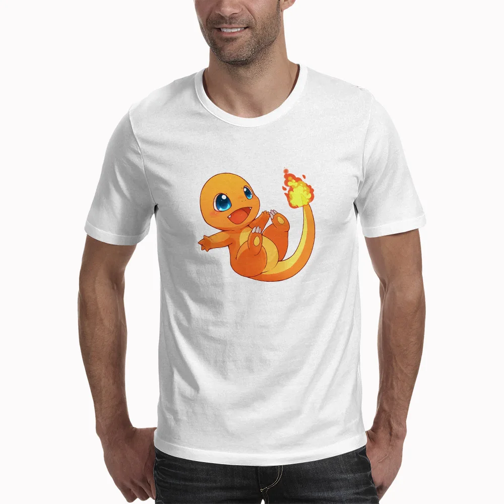 

Men's t-shirt Pokemon Type Charmander Awesome Artwork Printed Tshirt Tees Tops Harajuku